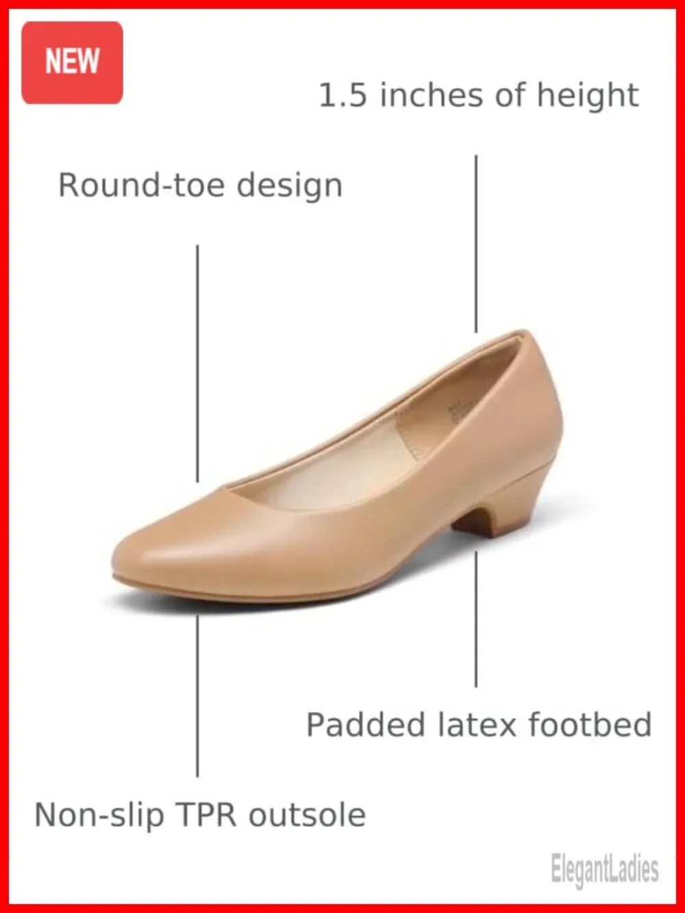 Padded Latex Footbed Chunky Heel Pump Shoes Almond Toe Block Heel